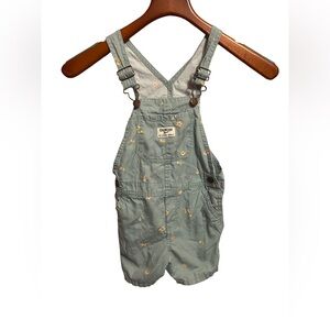 OshKosh B'gosh Kids' Yellow and Green Daisy Print BIB Overall Shorts Size 4T